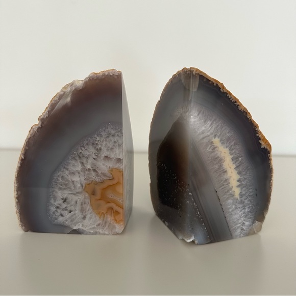 West Elm Agate Natural Stone Bookend Pair in Shades of Purple 4 3/8" tall - Picture 3 of 7